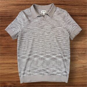 Open Edit Men’s Tan Space Dye Johnny Collar Polo Sweater - Medium